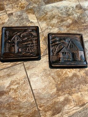 Two Vintage Coppercraft Plastic Pictures